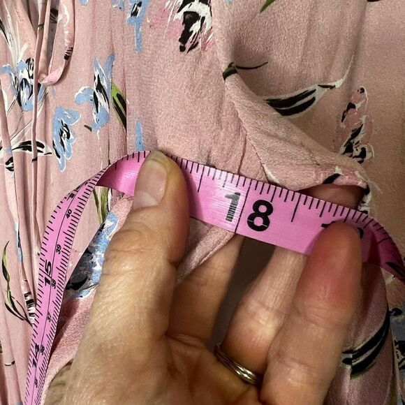 Nicole Miller Pink Silk Blend Floral Tiered Ruffle Long Sleeve Dress Sz Small - Picture 5 of 10